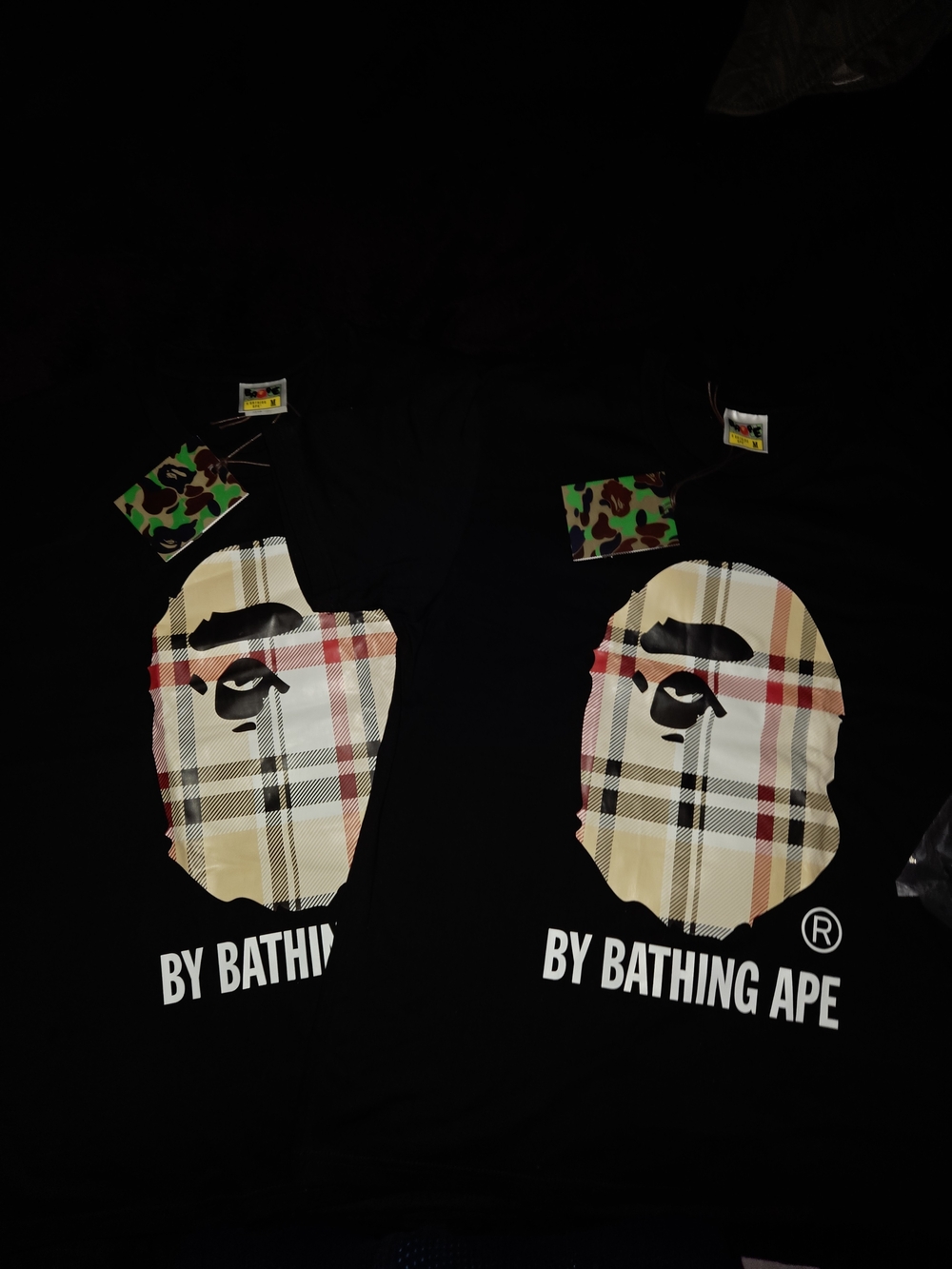 Black Plaid Ape Head Graphic Tee